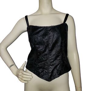 Handmade Black Crushed Velvet Bustier Costume Top Womens Size Large